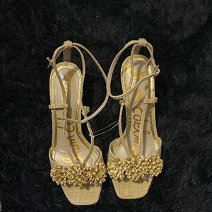 Sam Edelman Gold Floral Heels